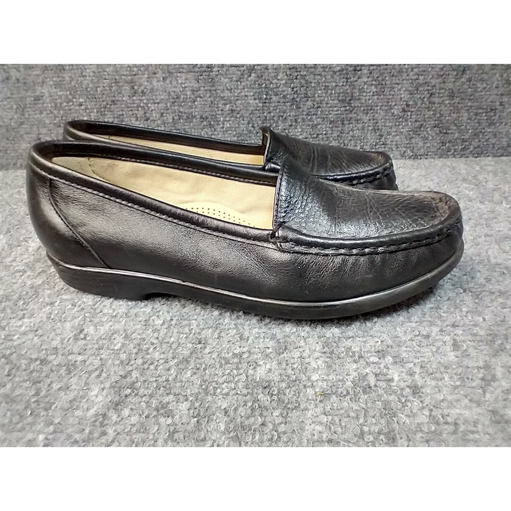 SAS Simplify Tripad Comfort Loafers Shoes Women 6.5W Wide Black Leather Made USA